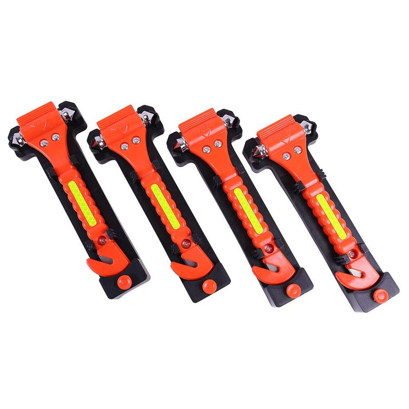 GoDeCho 4 PCS GoDeCho Car Emergency Escape Window Breaker and Seat Belt Cutter Hammer with Light Reflective Tape,Life Saving Survival Kit - Image 1